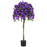 Arbre artificiel Azalée de 1,4 m, pot en ciment - Violet