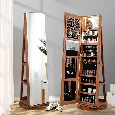 360° Rotating Mirrored Jewelry Cabinet