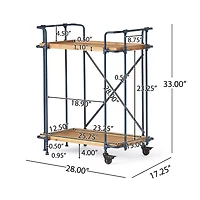 Industrial Rolling Bar Cart, 2-Tier