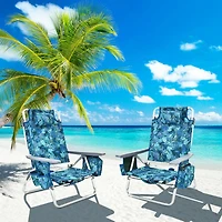 4-Pack 5-Position Outdoor Folding Backpack Beach Reclining Chair, Pillow