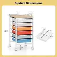 6-Drawer Rolling Storage Cart, Wooden Tabletop - Macaron