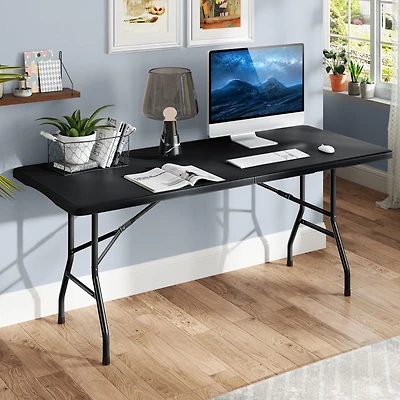 Table pliante portable de 1,8 m, supportant 159 kg, pliable en deux, plateau PEHD