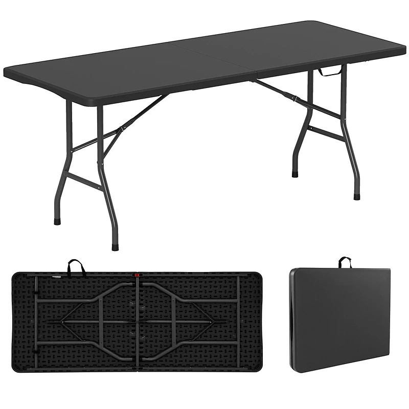Table pliante portable de 1,8 m, supportant 159 kg, pliable en deux, plateau PEHD
