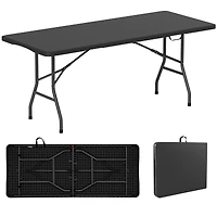 Table pliante portable de 1,8 m, supportant 159 kg, pliable en deux, plateau PEHD