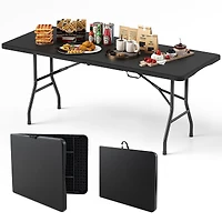6 ft Portable Folding Table 350 lbs Fold-in-Half Table, HDPE Tabletop