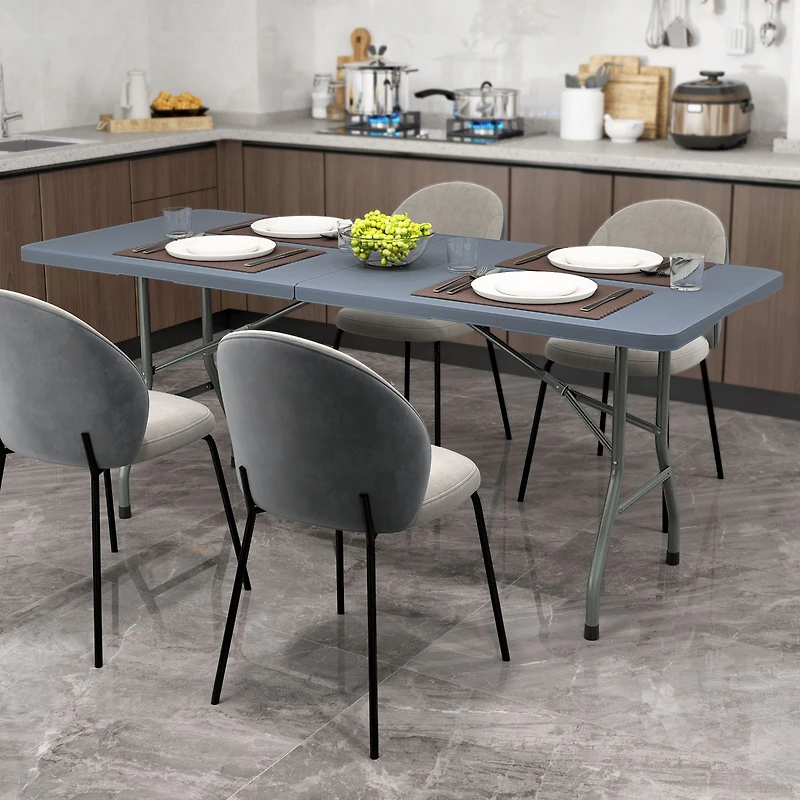 Table pliante portable de 1,8 m, supportant 159 kg, pliable en deux, plateau PEHD