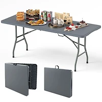 6 ft Portable Folding Table 350 lbs Fold-in-Half Table, HDPE Tabletop