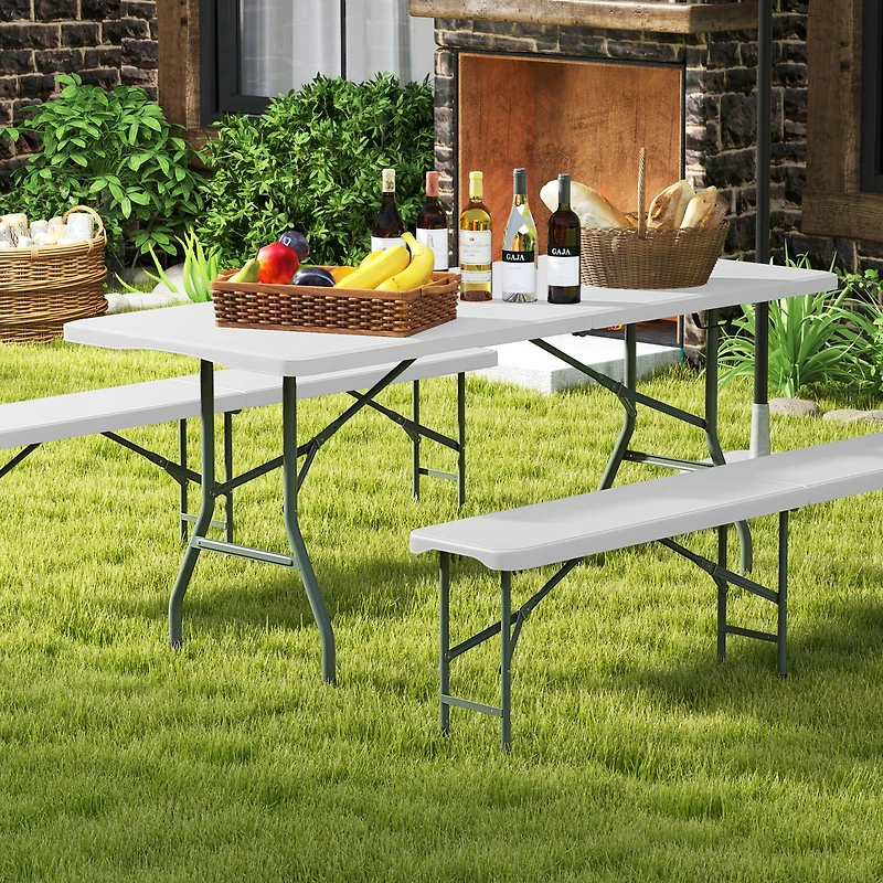 6 ft Portable Folding Table 350 lbs Fold-in-Half Table, HDPE Tabletop