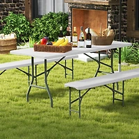 6 ft Portable Folding Table 350 lbs Fold-in-Half Table, HDPE Tabletop