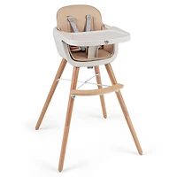 6-in-1 Convertible Wooden Highchair, Safety Harness and Adjustable Legs - Light Brown