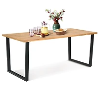 6-Person Acacia Wood Outdoor Dining Table, 2" Umbrella Hole