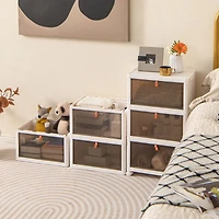 6-Tier Stackable Plastic Storage Bins with Lids and Doors