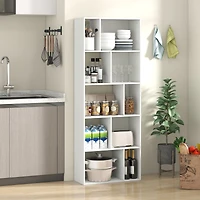 63" 5-Tier Geometric 10-Cube Bookshelf Tall Bookcase - White