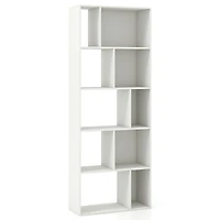 63" 5-Tier Geometric 10-Cube Bookshelf Tall Bookcase - White