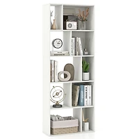 63" 5-Tier Geometric 10-Cube Bookshelf Tall Bookcase - White