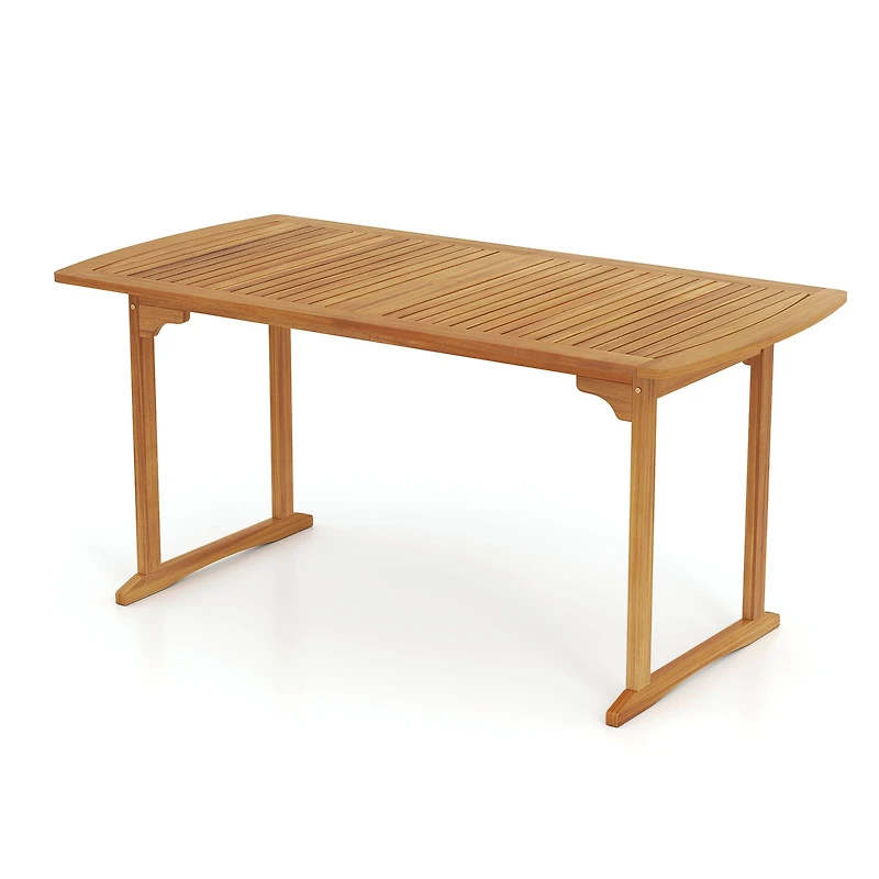 63" Outdoor Dining Table, Umbrella Hole and Slatted Tabletop