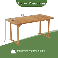 63" Outdoor Dining Table, Umbrella Hole and Slatted Tabletop