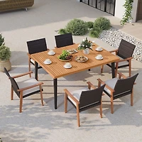 63" Outdoor Indoor Dining Table, 1.97" Umbrella Hole and Metal Legs