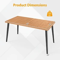 63" Outdoor Indoor Dining Table, 1.97" Umbrella Hole and Metal Legs