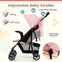 Toddler Travel Stroller for Airplane, Canopy and Adjustable Backrest