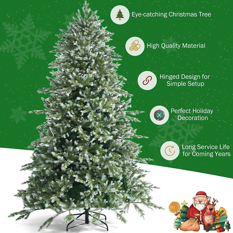 Hinged Artificial Christmas Spruce Tree with Mixed PE and PVC Tips - 8 ft