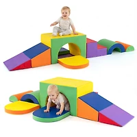 Ensemble de 7 blocs d'escalade en mousse souple pour tout-petits, en cuir PU, pour les enfants de 1 an et plus - Jaune
