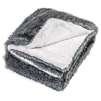 740 GSM Soft Plush Fuzzy Luxury Faux Wolf Fur Blanket, For Sofa - Gray