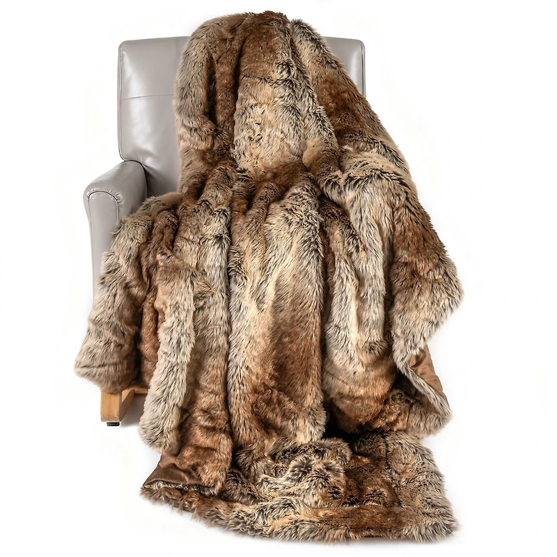 760 GSM Soft Plush Fuzzy Luxury Faux Raccoon Fur Blanket, For Sofa - M