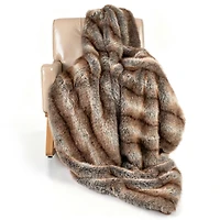 780 GSM Soft Plush Fuzzy Luxury Faux Fox Fur Blanket, For Sofa - Brown