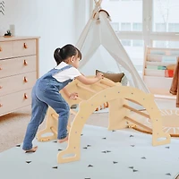 8 in 1 Climbing Arch Sensory Table for Kids, Collapsible Storage Bin for 3+ Years Old - Natural