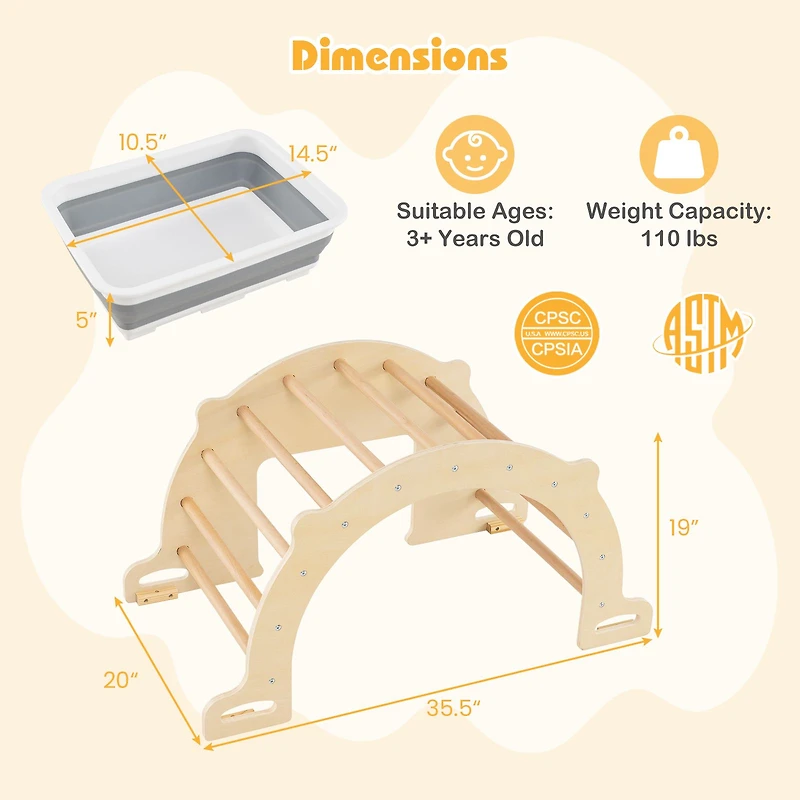 8 in 1 Climbing Arch Sensory Table for Kids, Collapsible Storage Bin for 3+ Years Old - Natural