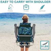 2-Pack Folding Backpack Beach Chair 5-Position Outdoor Reclining Chairs, Pillow
