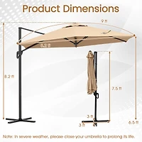 9 ft Cantilever Patio Umbrella, Vented Top and Sun-Protective Canopy