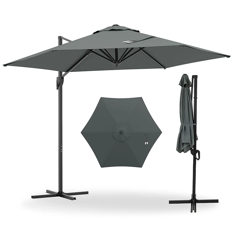 9 ft Cantilever Patio Umbrella, Vented Top and Sun-Protective Canopy