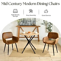 Set of 2 Brown Suede Dining Chairs by Maison Classique