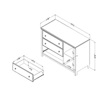 Cotton Candy 3-Drawer Dresser with Storage Baskets by South Shore Furniture - Soft Grey