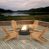 Acacia Wood Patio Adirondack Chair, Inclined Seat and High Backrest for Porch Poolside - Natural