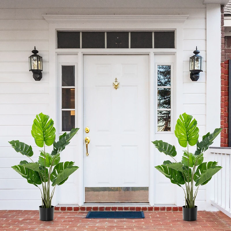 2 Pack Artificial Monstera Deliciosa Tree, 10 Leaves of Different Sizes