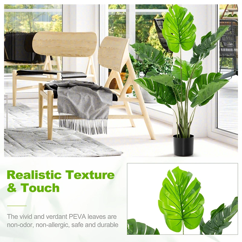 2 Pack Artificial Monstera Deliciosa Tree, 10 Leaves of Different Sizes