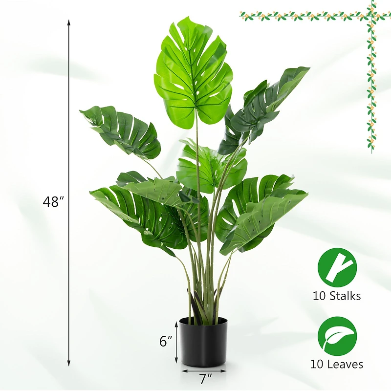 2 Pack Artificial Monstera Deliciosa Tree, 10 Leaves of Different Sizes
