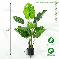 2 Pack Artificial Monstera Deliciosa Tree, 10 Leaves of Different Sizes