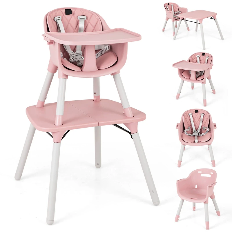 4-in-1 Baby Convertible Toddler Table Chair Set, PU Cushion