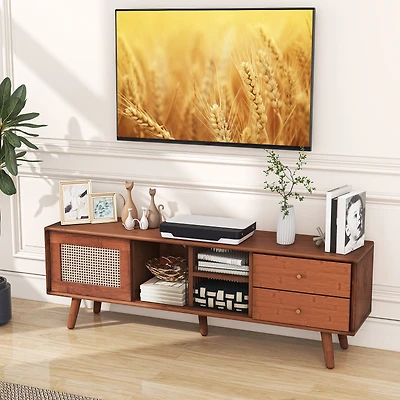 Bamboo TV Stand, For TV up to 65" - Brown