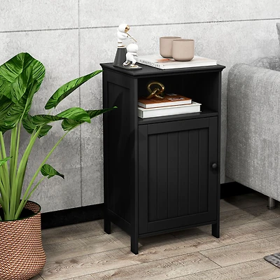 Bathroom Freestanding Floor Storage Cabinet, Adjustable Shelf - Black