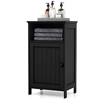 Bathroom Freestanding Floor Storage Cabinet, Adjustable Shelf - Black