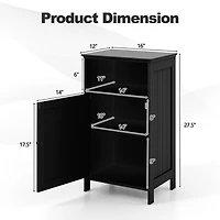 Bathroom Freestanding Floor Storage Cabinet, Adjustable Shelf - Black