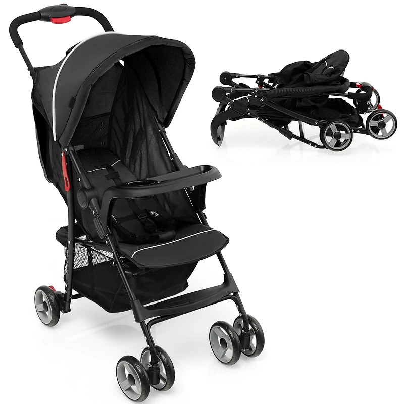 Toddler Travel Stroller for Airplane, Canopy and Adjustable Backrest