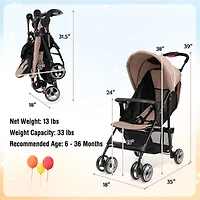 Toddler Travel Stroller for Airplane, Canopy and Adjustable Backrest