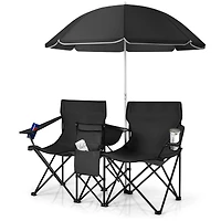 Portable Folding Picnic Double Chair, Umbrella