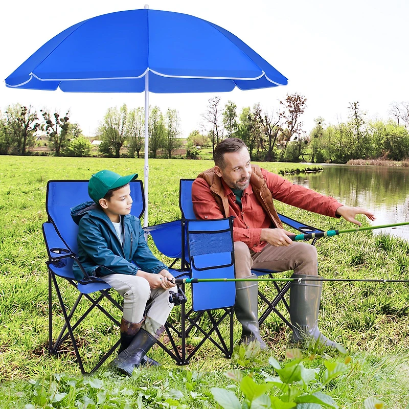 Chaise double de pique-nique pliable et portable, parasol